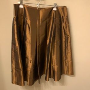 Bronze silk taffeta box-pleat skirt